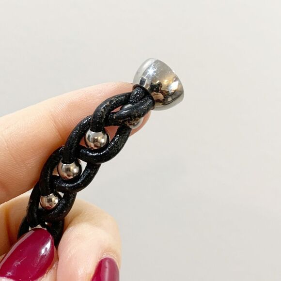 BRACELET Silver and Leather Braided Bracelet - Picture 7 of 7